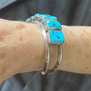 .925 sterling with 8 turquoise stones. EMT    Everett & Mary Teller, Navajo.